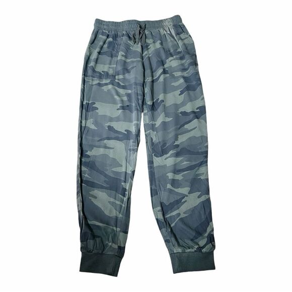 Splendid Women's Ankle Cuff Relaxed Fit Green Camo Woven Casual Joggers Small - Picture 1 of 5